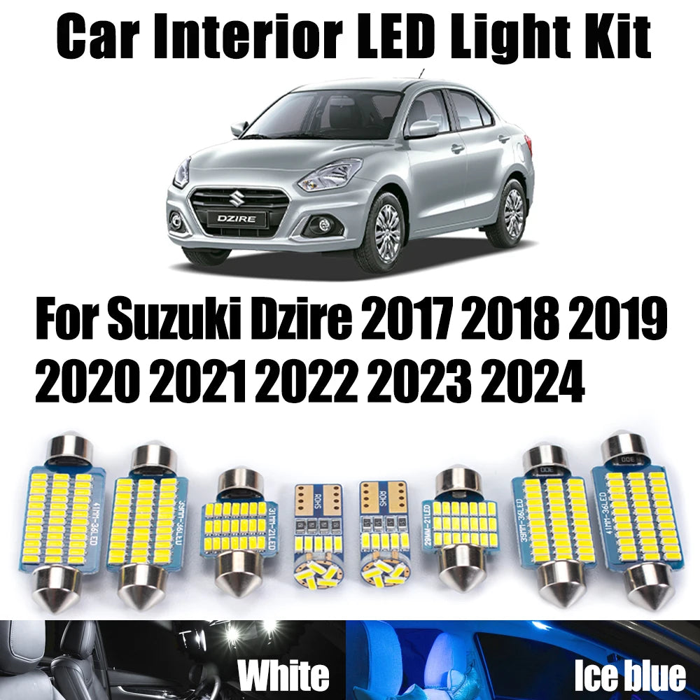 10-Piece LED Interior Light Kit for Suzuki - Canbus Error-Free Interior Bulbs