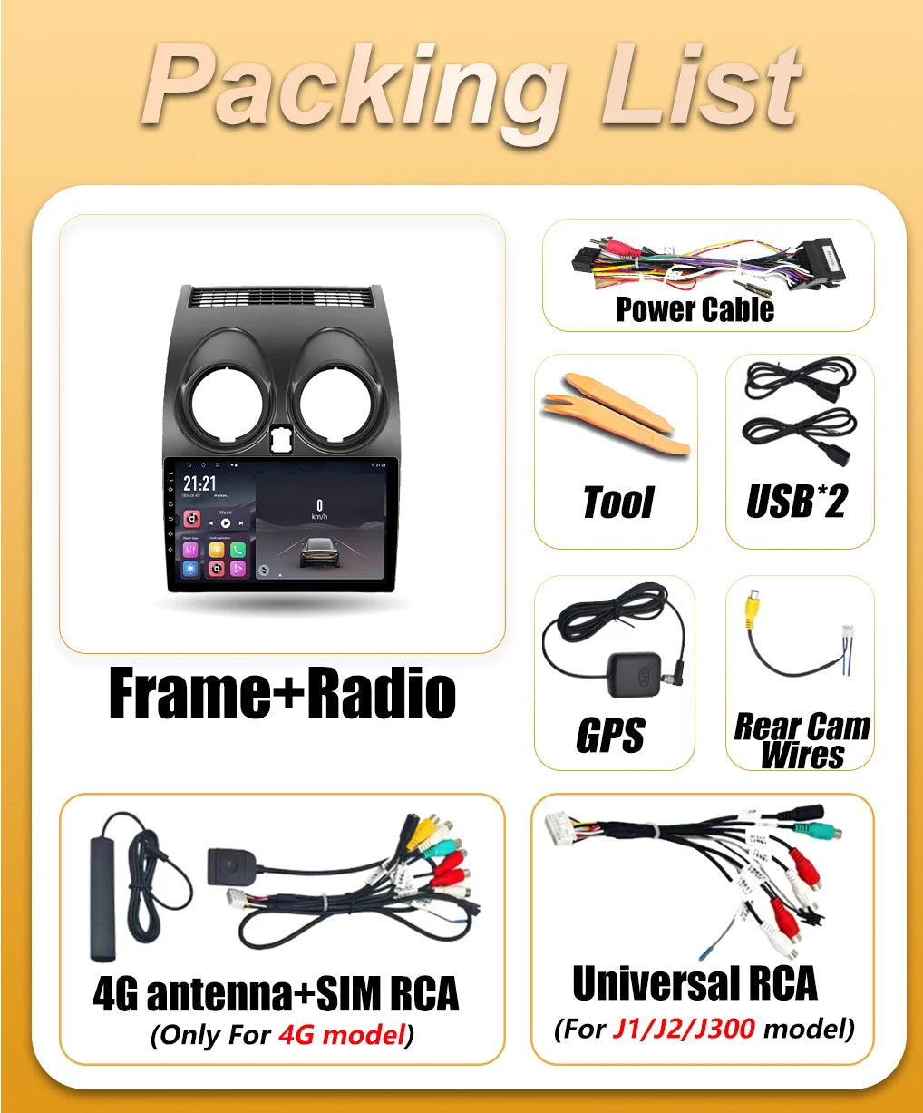 Android 16 Auto Car Radio For Nissan Qashqai 1 J10 2006-2013 Carplay Navigation Video Mult | AUTOKITSHOP