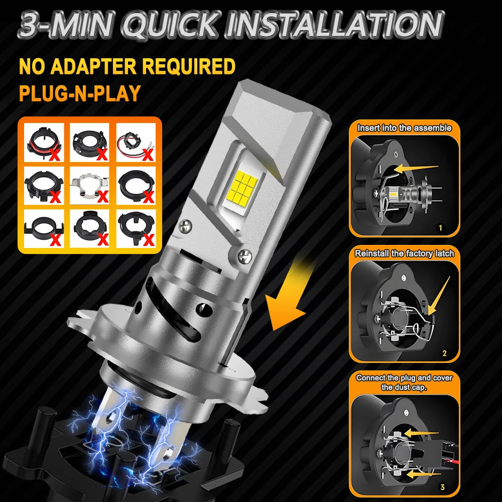 H7 LED Headlight Bulb Canbus Wireless 1000W 900000LM For Car Headlamp Auto Diode Lamps Min