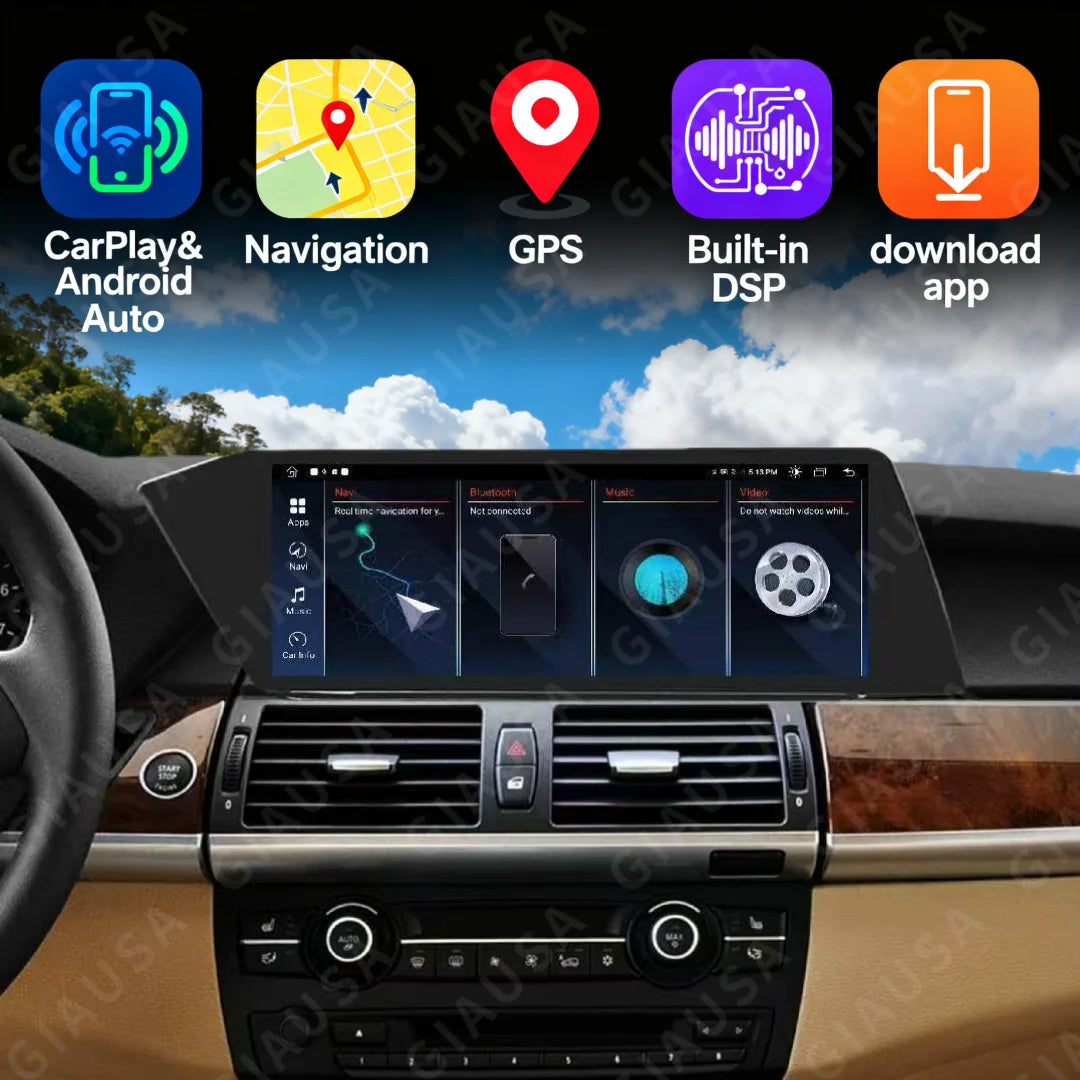 12.3" QLED Screen Android 13 Car Radio For BMW X5/X6 2007-2013 CIC System E 70/E71 Multime