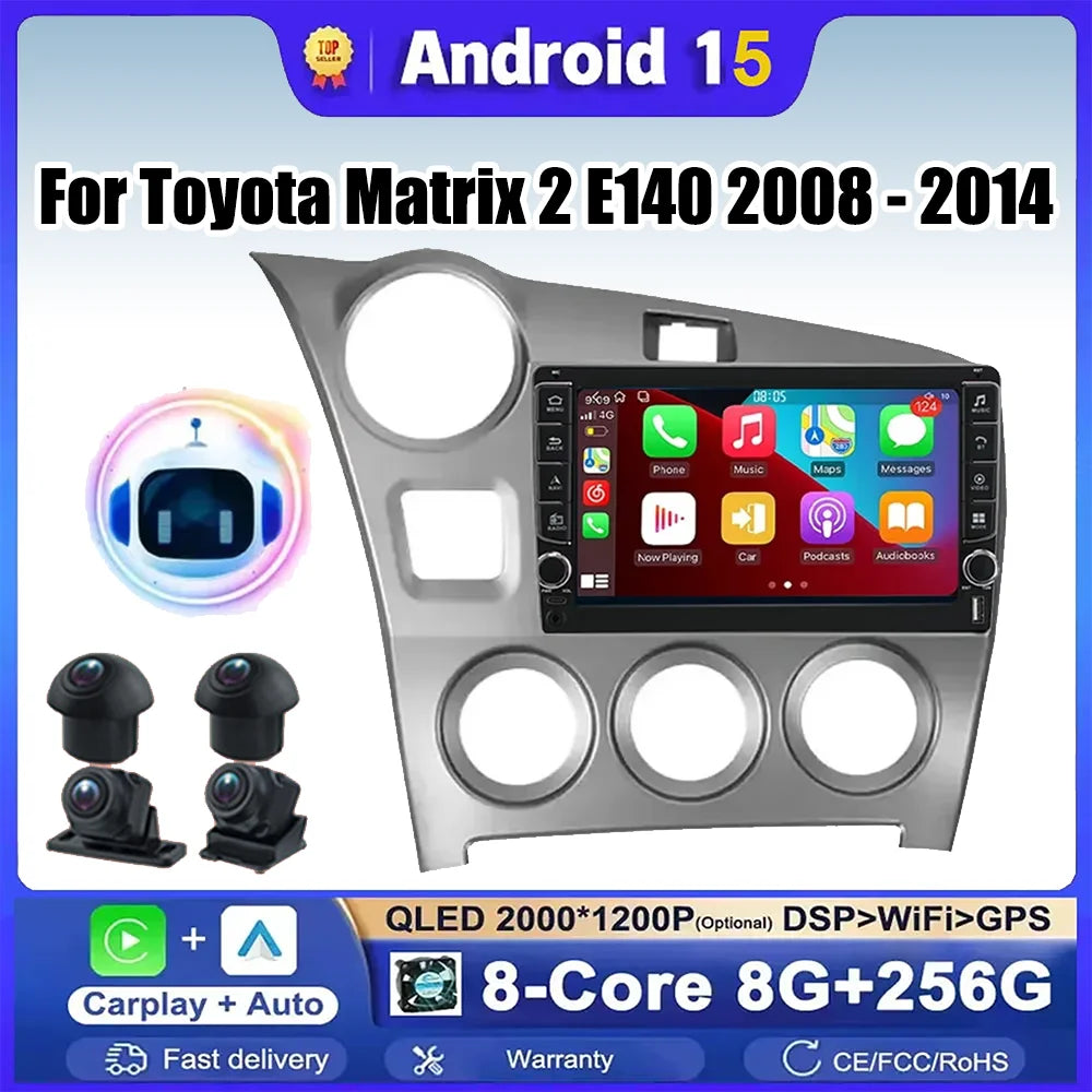 Android 15 For Toyota Matrix 2 E140 2008 - 2014 Car Multimedia Radio Navigation Monitor Vi | AUTOKITSHOP