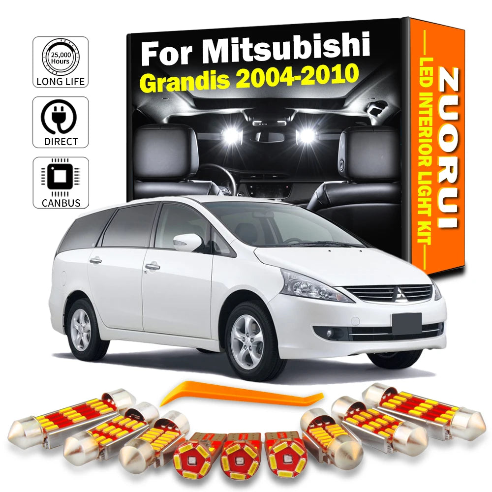 16-Piece LED Interior Light Kit for Mitsubishi Grandis - Canbus Error-Free Bulbs | AUTOKITSHOP