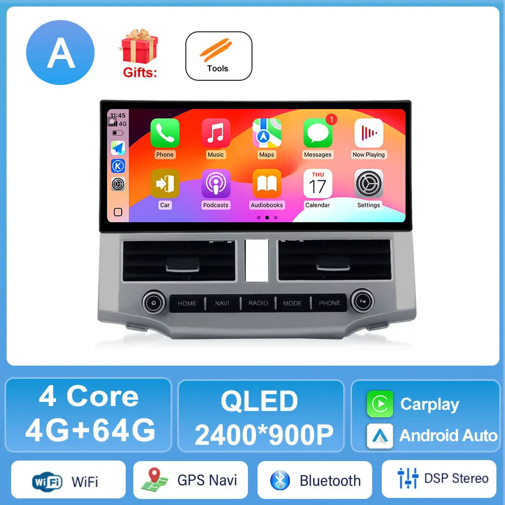 12.3" Android 15 Car Stereo for Toyota 4Runner 2007-2021 – Wireless CarPlay, GPS Navigation, Bluetooth DSP | A