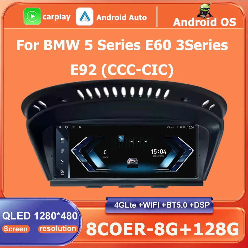 8.8 Inch Android 16 Auto For BMW 5 3 Series E60 E61 E62 E63 E90 E91 E92 E93 CCC CIC Car Ra