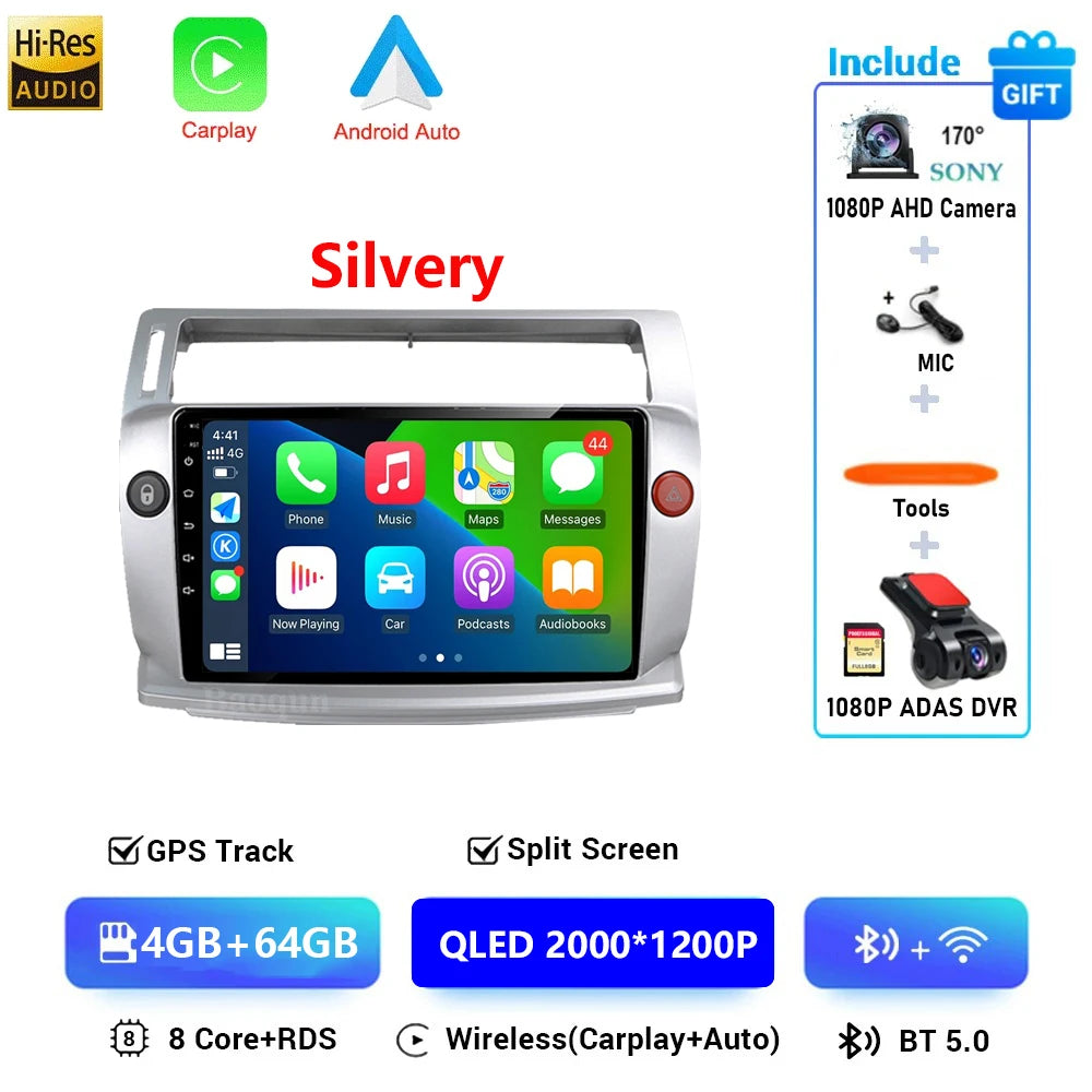 Android 16 For Citroen C4 C-Triomphe Quatre 2004-2014 Navigation GPS Multimedia Car Radio