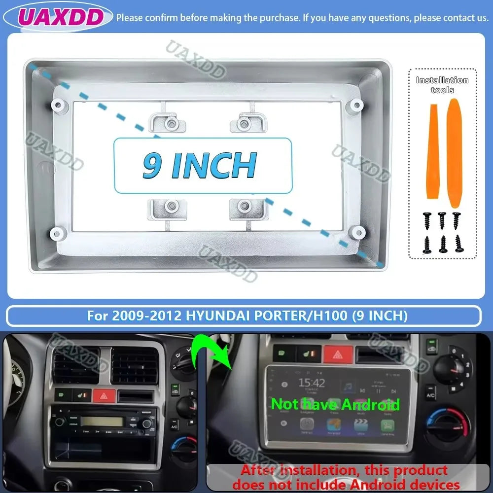 For 2009-2012 Hyundai PORTER H100 9inch 2 Din Car stereo radio Android frame panel fascia