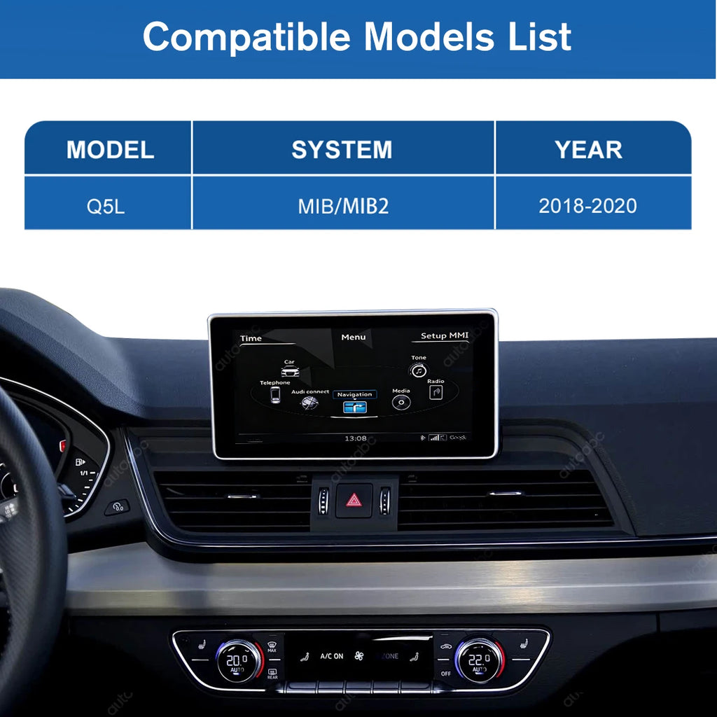 12.3'' Linux Screen Wireless CarPlay Car Multimedia Display For Audi Q5 2018-2019 MIB2 Sys | AUTOKITSHOP