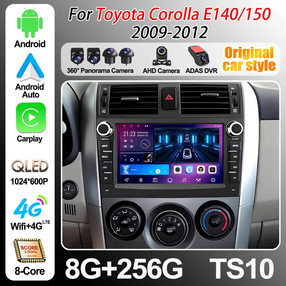 7" Car Radio For Toyota Corolla E140/150 2009 2010-2012 Android 16 Multimedia Video Player | AUTOKITSHOP