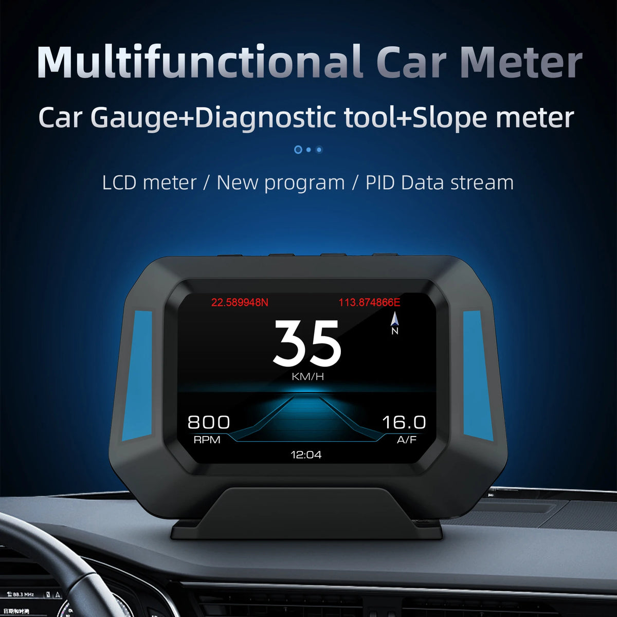 P21 Car HUD Head Up Display Digital Clock Slope Meter GPS Speedometer OBD2 On Bo for OBD2 P21 - Automotive LED Light