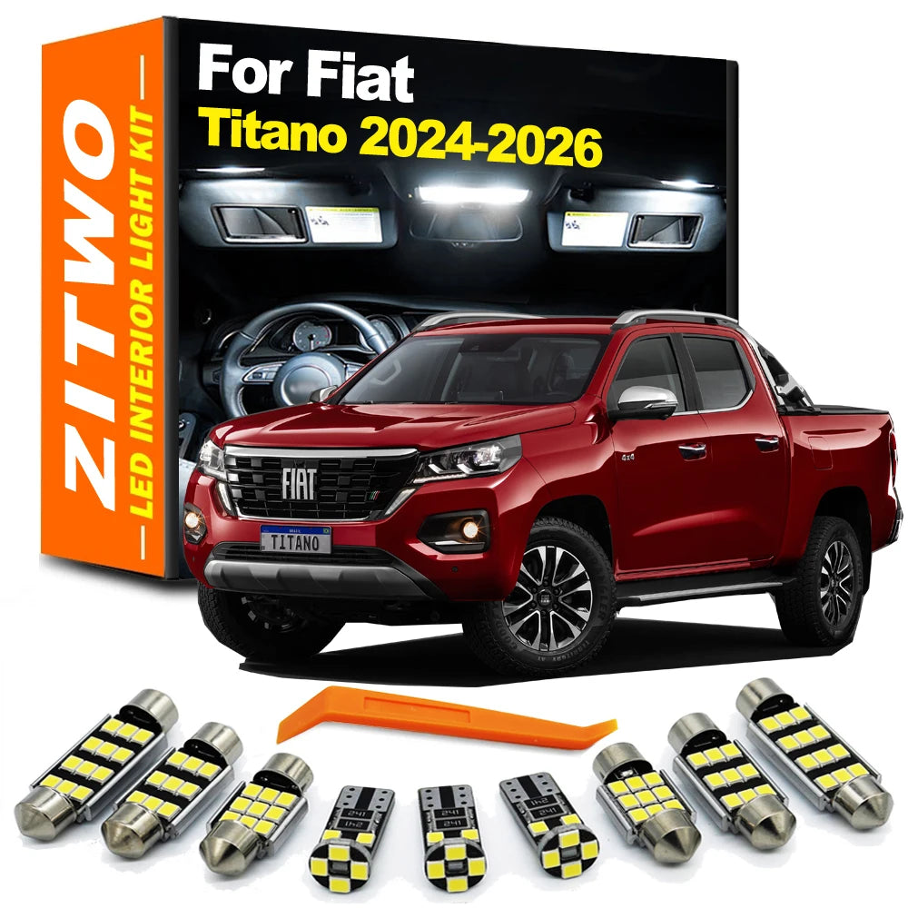 ZITWO 7Pcs Car Accessories LED Interior Light Kit For Fiat Titano 2024 2025 2026 Map Dome Ceiling Bulb