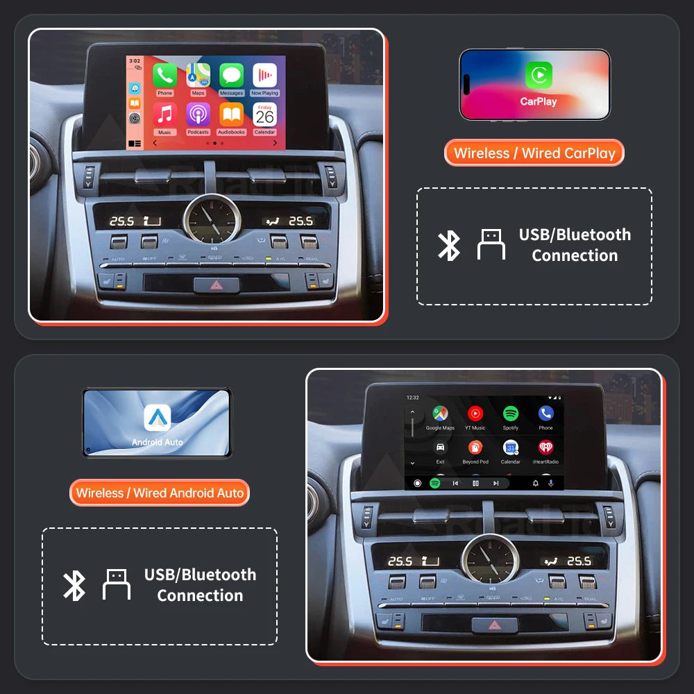 Wireless CarPlay Android Auto Decoder For Lexus NX RX IS ES GS RC CT LS LX LC UX GX 2014-2 | AUTOKITSHOP