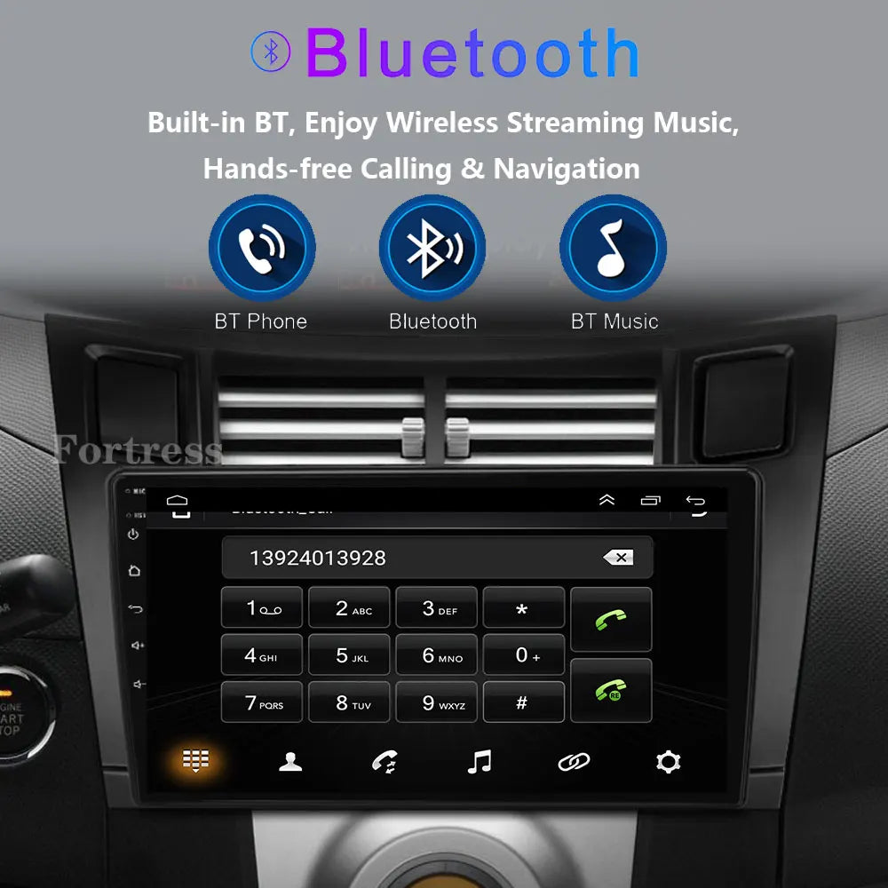 Android 16 all in one Car Radio For Toyota Yaris 2005 - 2012 Android Auto Multimedia Playe