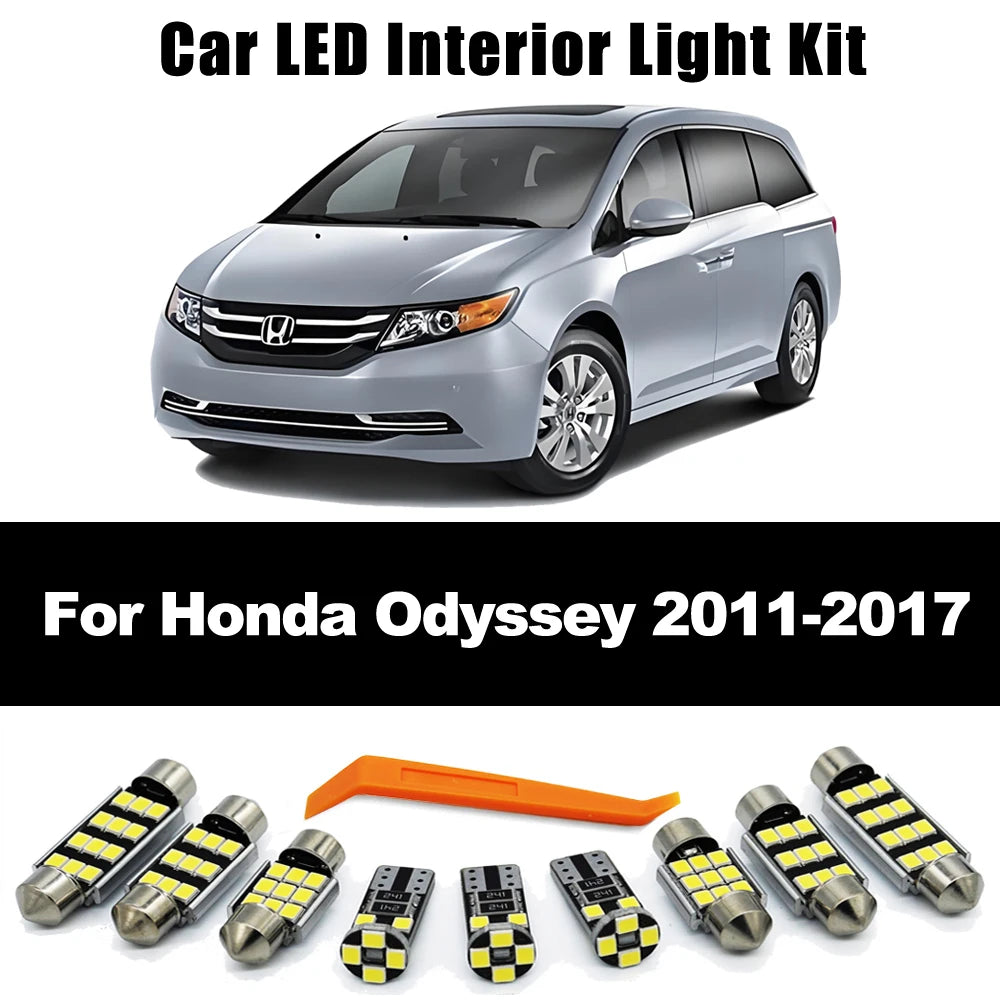16Pcs For Honda Odyssey 2011 2012 2013 2014 2015 2016 2017 LED Interior Dome Map Reading License Plate Light Kit Car LED Bulb