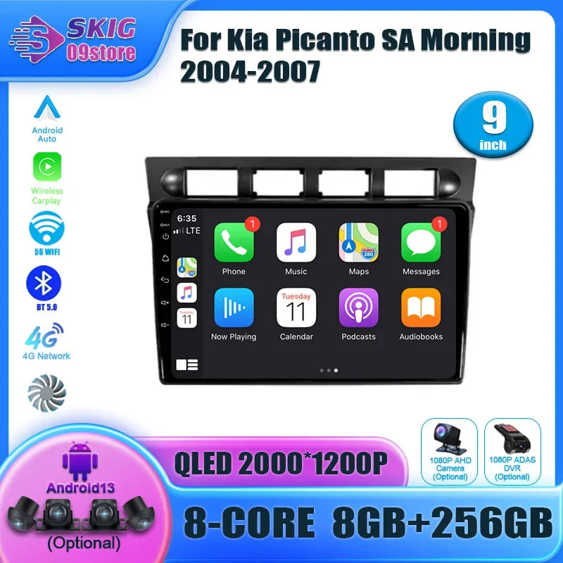 For Kia Picanto SA Morning 2004-2007 Android 14 Car Radio Multimedia CarPlay Video Player