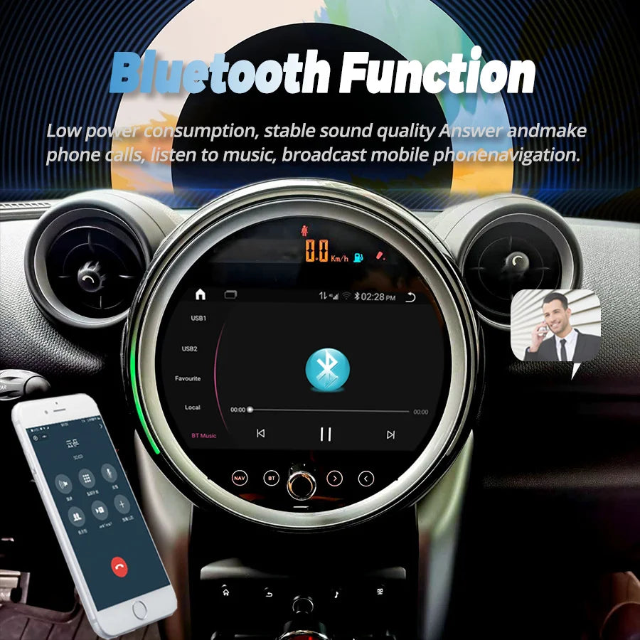 Android 14 Autoradio Screen For MINI COUNTRYMAN R60 R54 MINI COOPER GPS Navigation Radio H