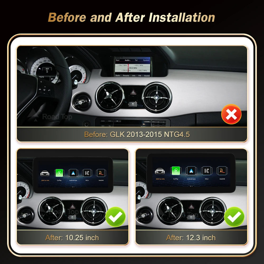 RoadTop Linux Screen Wireless CarPlay Android Auto Multimedia Display for Mercedes-Benz GL