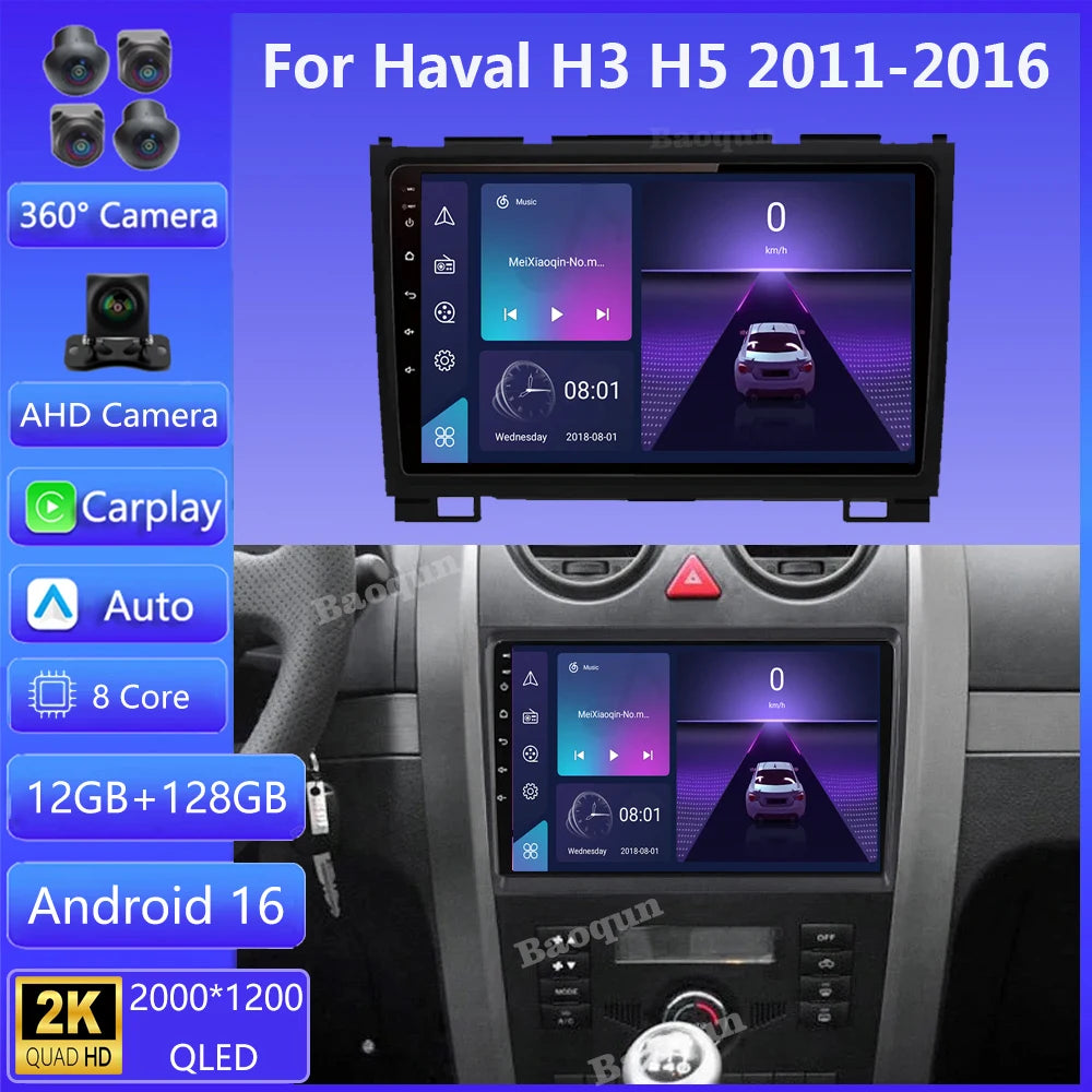 Android 16 Car Radio For Greatwall Haval Hover H5 H3 2013 2014 - 2018 Head Unit Multimedia