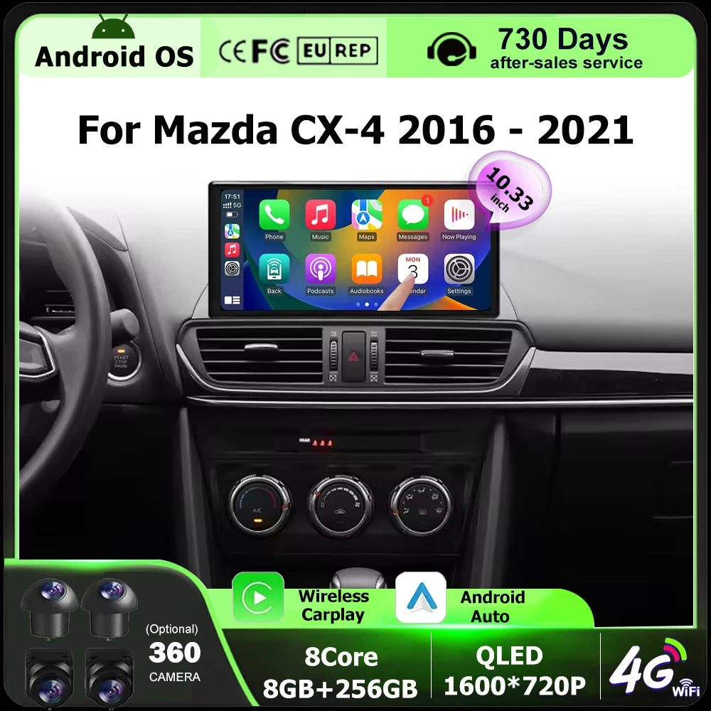 10.33'' For Mazda CX-4 2016 - 2021 Android 16 Auto Car Radio Multimedia Video Player Navig