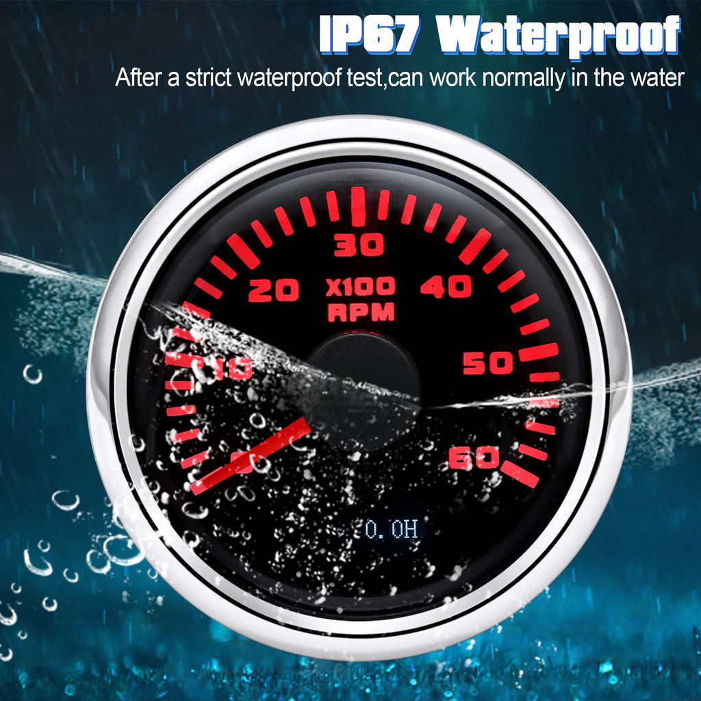 HD 0~3000 RPM 4000RPM 7000RPM 8000RPM 52mm Tachometer +Tacho Sensor Car Marine Outboard Diesel E - Automotive LED Light
