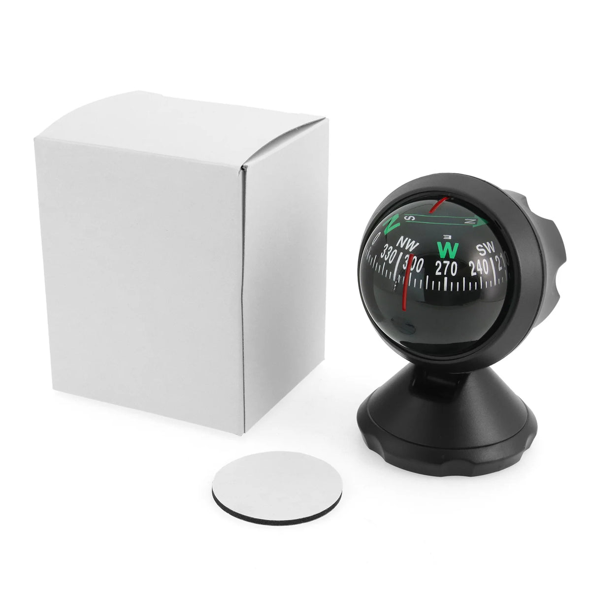 AD Mini Car Navigation Compass 360 ° Rotary Adjustable Spherical Dashboard Guide Compass For Boa - Automotive LED Light