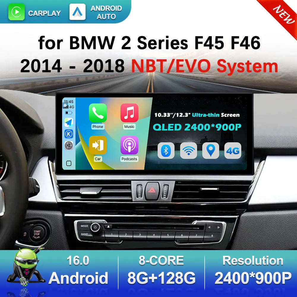 Android 16 Car Radio Multimedia Player for BMW 2 Series F45 F46 2014 2015 - 2018 NBT EVO S