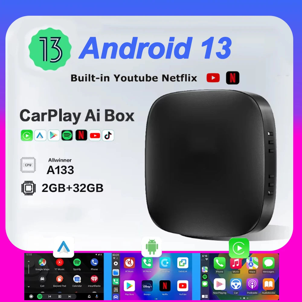 Carplay Box Android 13 Wireless Android Auto Smart TV Box Car Intelligent System WIFI Supp