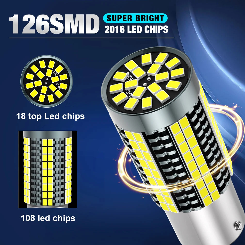 50W 1156 BA15S P21W BAU15S PY21W 7440 W21W P21/5W 1157 BAY15D 7443 LED Bulbs 126SMD Car LE