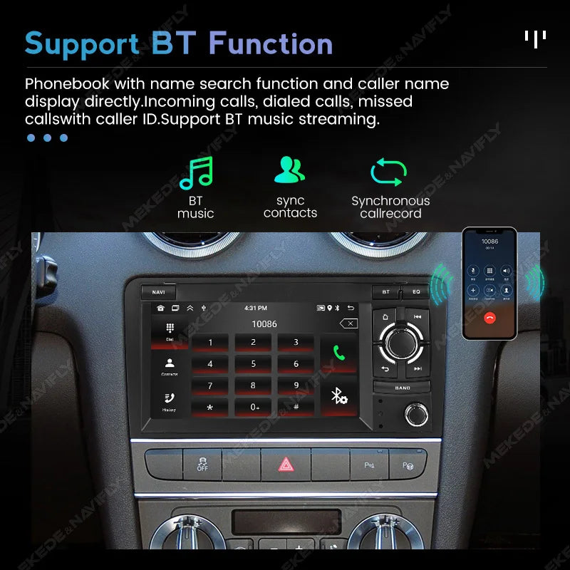 7" Android 15 Car Radio For Audi A3 S3 RS3 2003-2012 Multimedia Video Player GPS Intellige