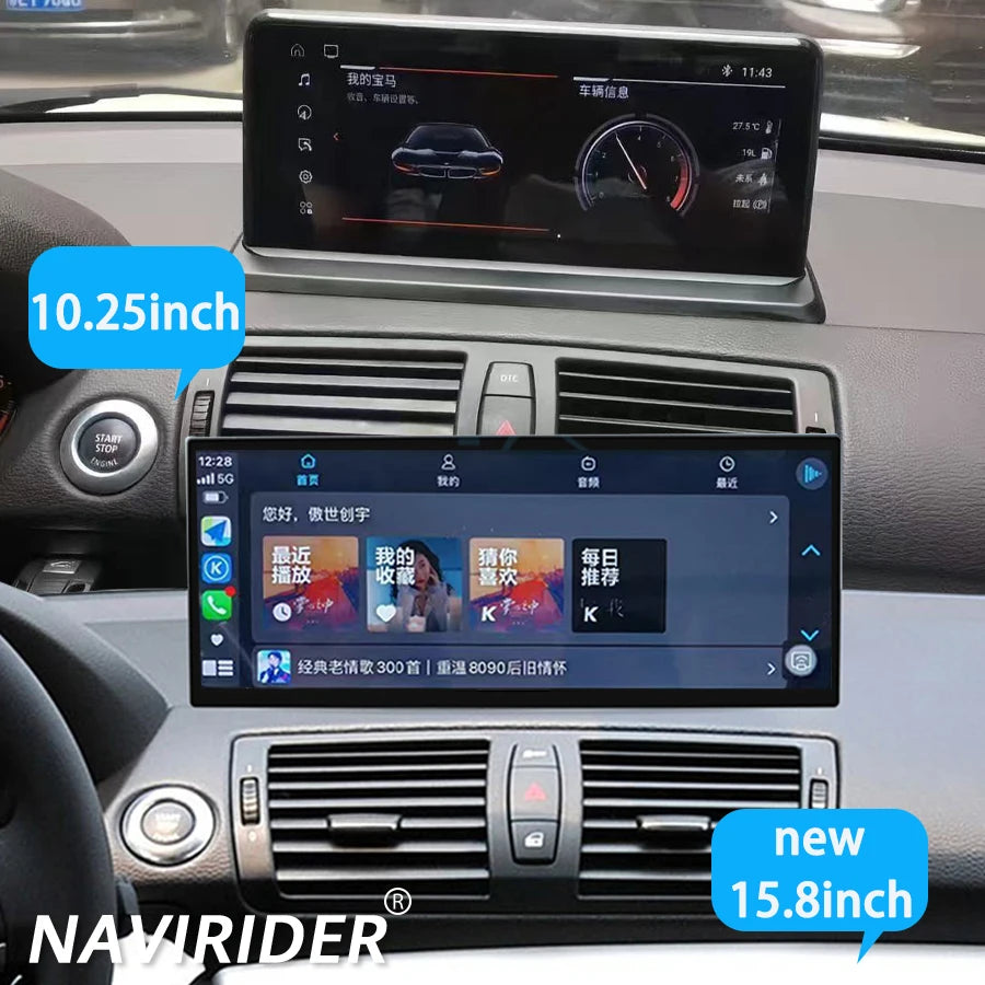 Car Radio 1920*720P GPS Screen For BMW 1 3 5 7 Series X1 X3 X5 Z4 Android 15 AHD Video Pla