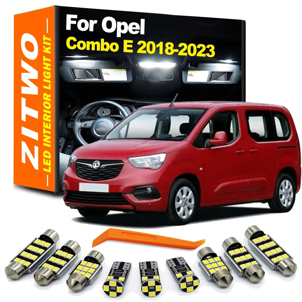 ZITWO 14Pcs Canbus No Error LED Interior Light Sun Visor Bulb Kit Canbus For Opel Vauxhall Combo E 2018 2019 2020 2021 2022 2023