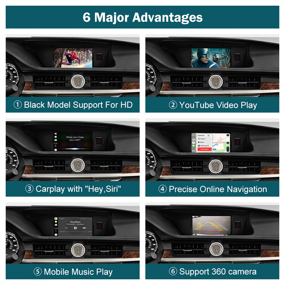 CN RoadTop Module Wireless CarPlay for Lexus ES 2014-2019, with Android Auto Mirror Link A