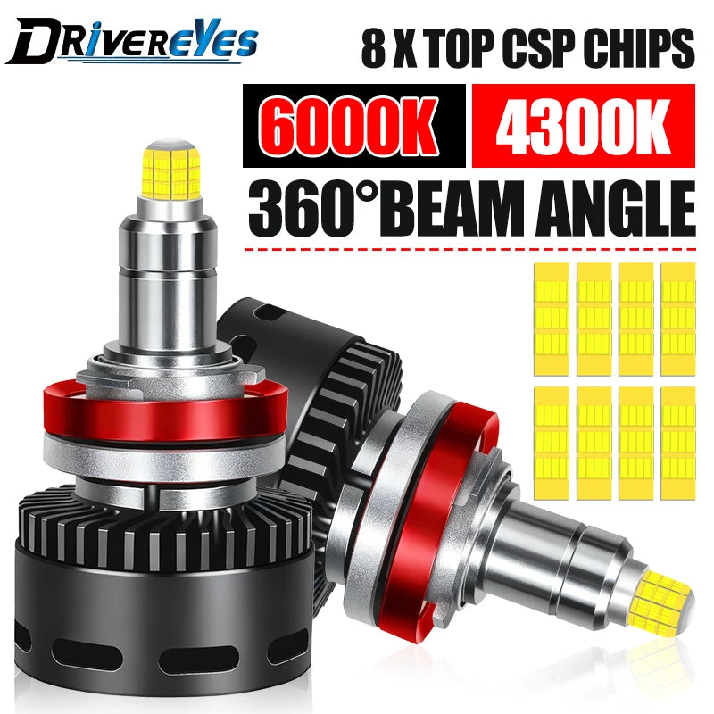 360 H7 LED Canbus D2S H11 9005 HB3 9006 HB4 9012 HIR2 H8 H9 Turbo Car Headlight Auto Fog L