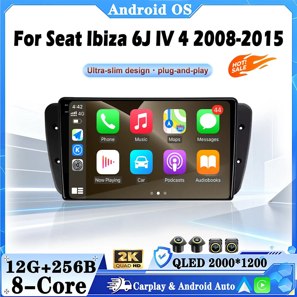 Android 16 Auto Carplay For Seat Ibiza 6J IV 4 2008-2015 Car Radio Video Multimedia Player