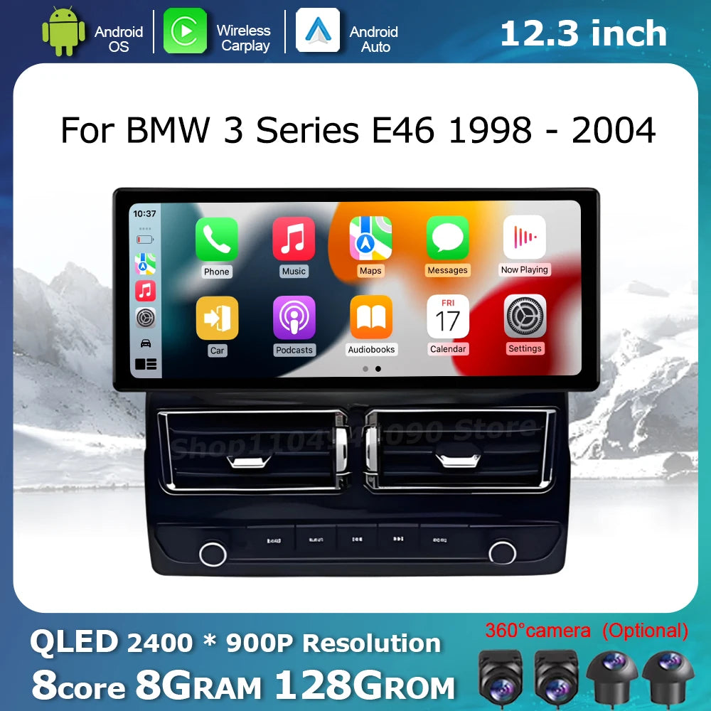 Carplay Android Auto for BMW 3 Series E46 1998 - 2004 Car Accessories Display Screen Multi