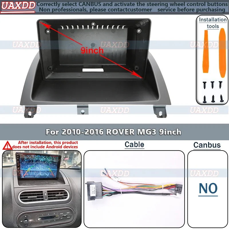 FOR 2010-2016 ROVER MG3 9INCH 2 Din Car radio Android frame Kit panel cable harness multim