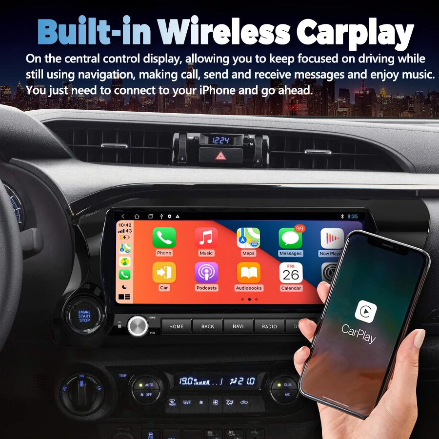 For Toyota Hilux 2015 -2023 12.3inch Android 14 Qled Screen Car Multimedia Auto Video Play | AUTOKITSHOP