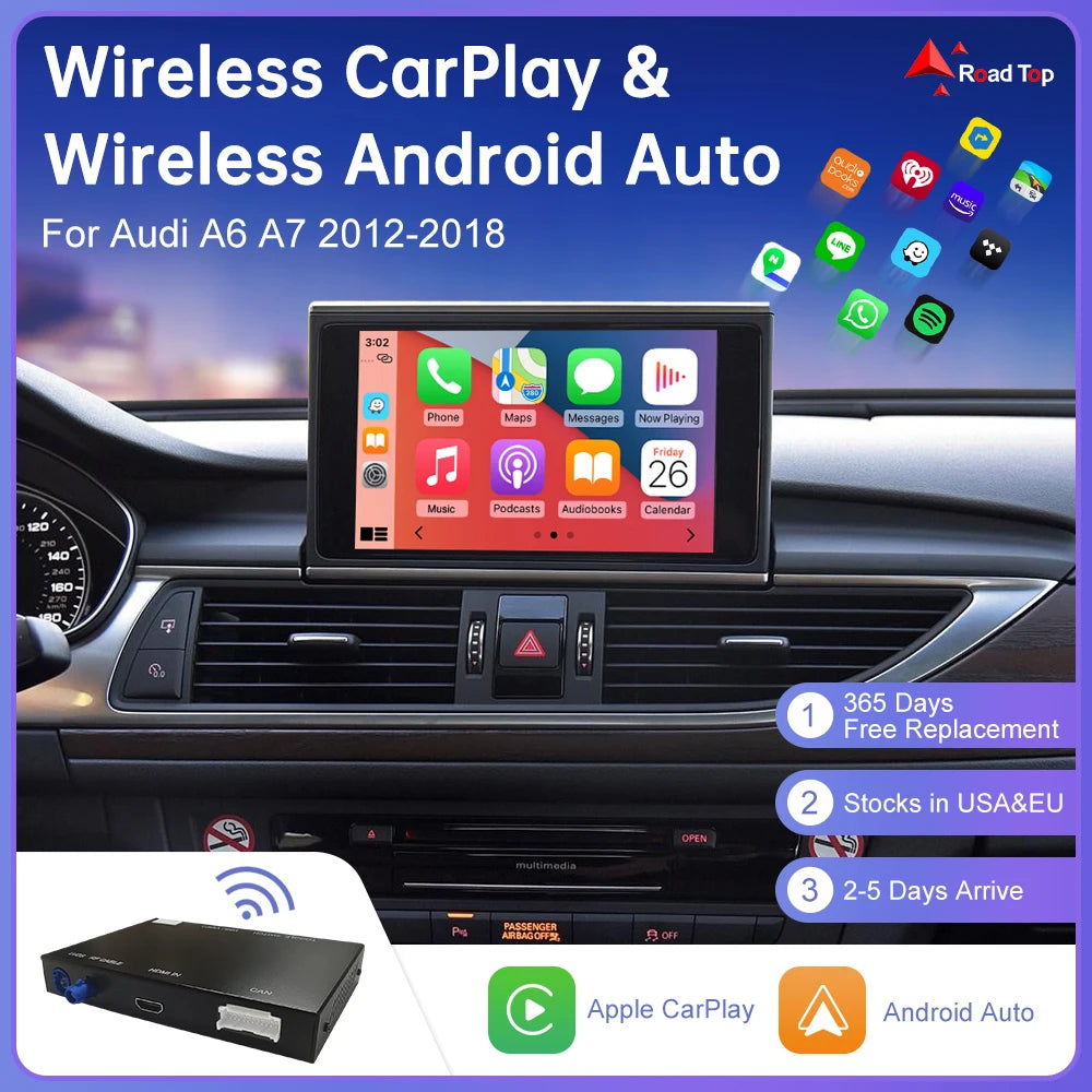 Road Top Wireless CarPlay for Audi A6 C6 A7 C7 S6 S7 2012-2018 Android Auto with AirPlay M | AUTOKITSHOP