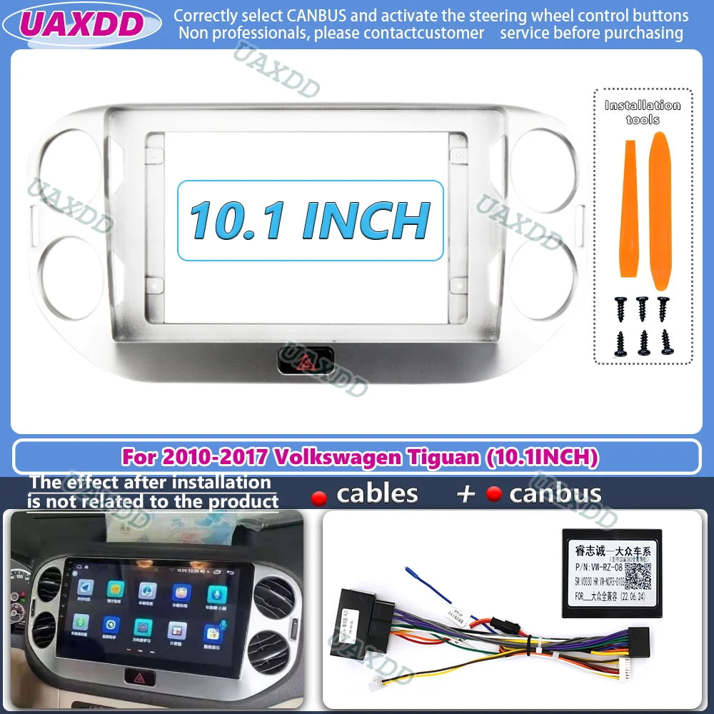 Car Frame Fascia Adapter For Volkswagen Tiguan 2010-2017 10.1inch Android Radio Dash Fitti