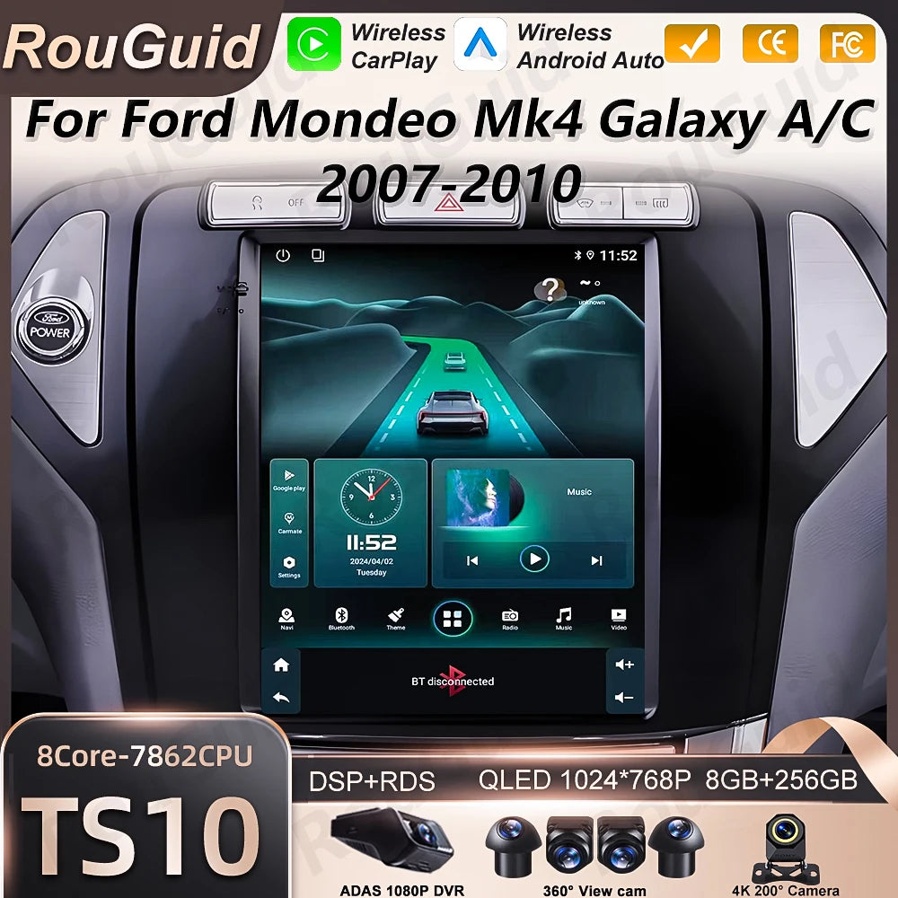 Android 16 Car Radio For Ford Mondeo Mk4 Galaxy AC 2007 2008 2009 2010 Multimedia Video Pl | AUTOKITSHOP