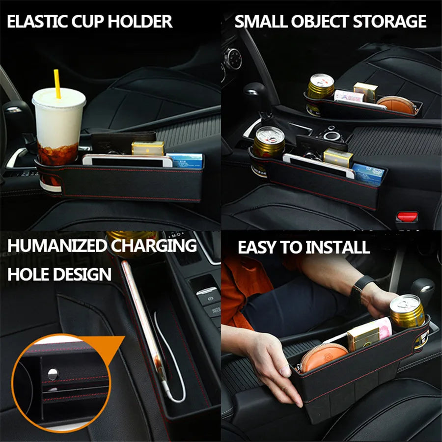 Car Seat Gap Organizer Vehicle Crevice Storage Box Accessories Cup Holder Black