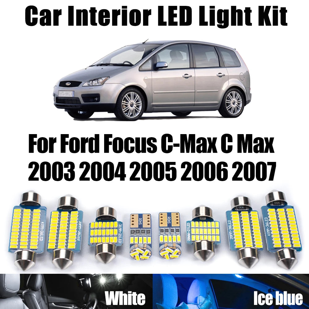 16-Piece LED Interior Light Kit for Ford Focus C-Max C Max 2003-2005 - Canbus Dome Map Door Trunk Bulbs | AUTOKITSHOP