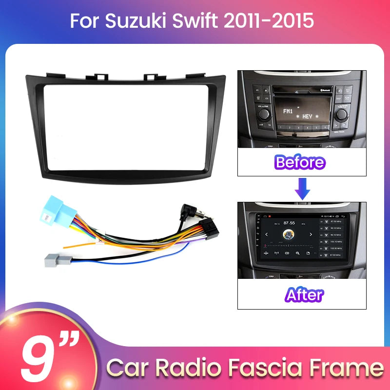 2 Din 9 INCH Car Radio Frame for SUZUKI SWIFT 2011-2015 Fascia Dashboard Install Surround