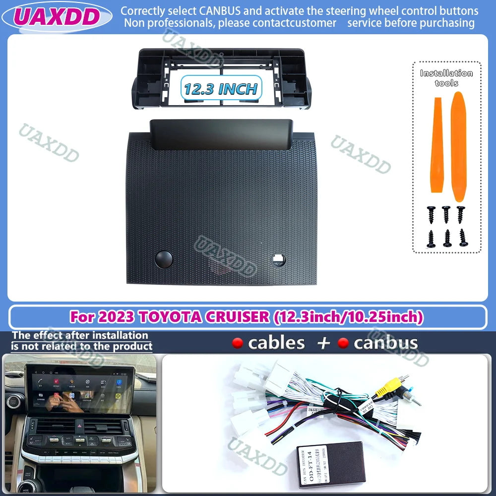 For 2023 TOYOTA CRUISER 12.3 10.25 inch 2 Din Car radio Android frame fascia cable video h