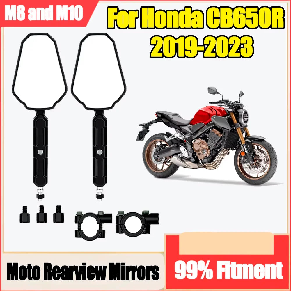 Motorcycle Rearview Mirrors Off Road Wide Side Mirror With Screw 360° Adjustable For Honda