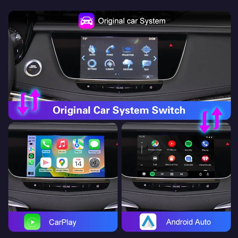 Wireless CarPlay Decoder For Cadillac XT5 2016-2019 8'' HMI 2.0 Android Auto Mirror Link A