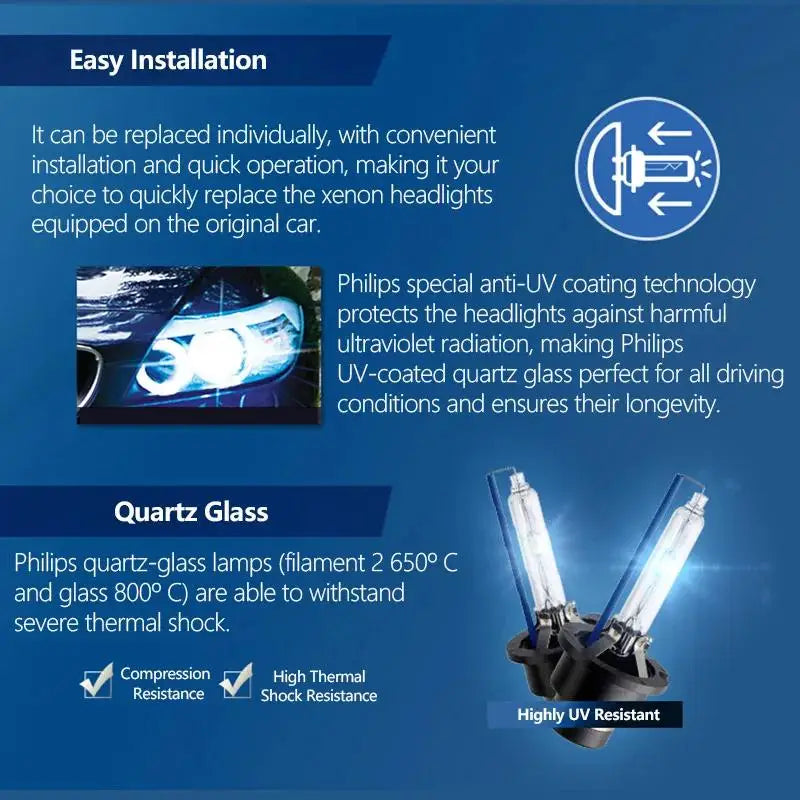 Philips D1S Xenon HID 35W Headlight Bulb 4200K White Genuine Car Replacement Upgrade Lamp
