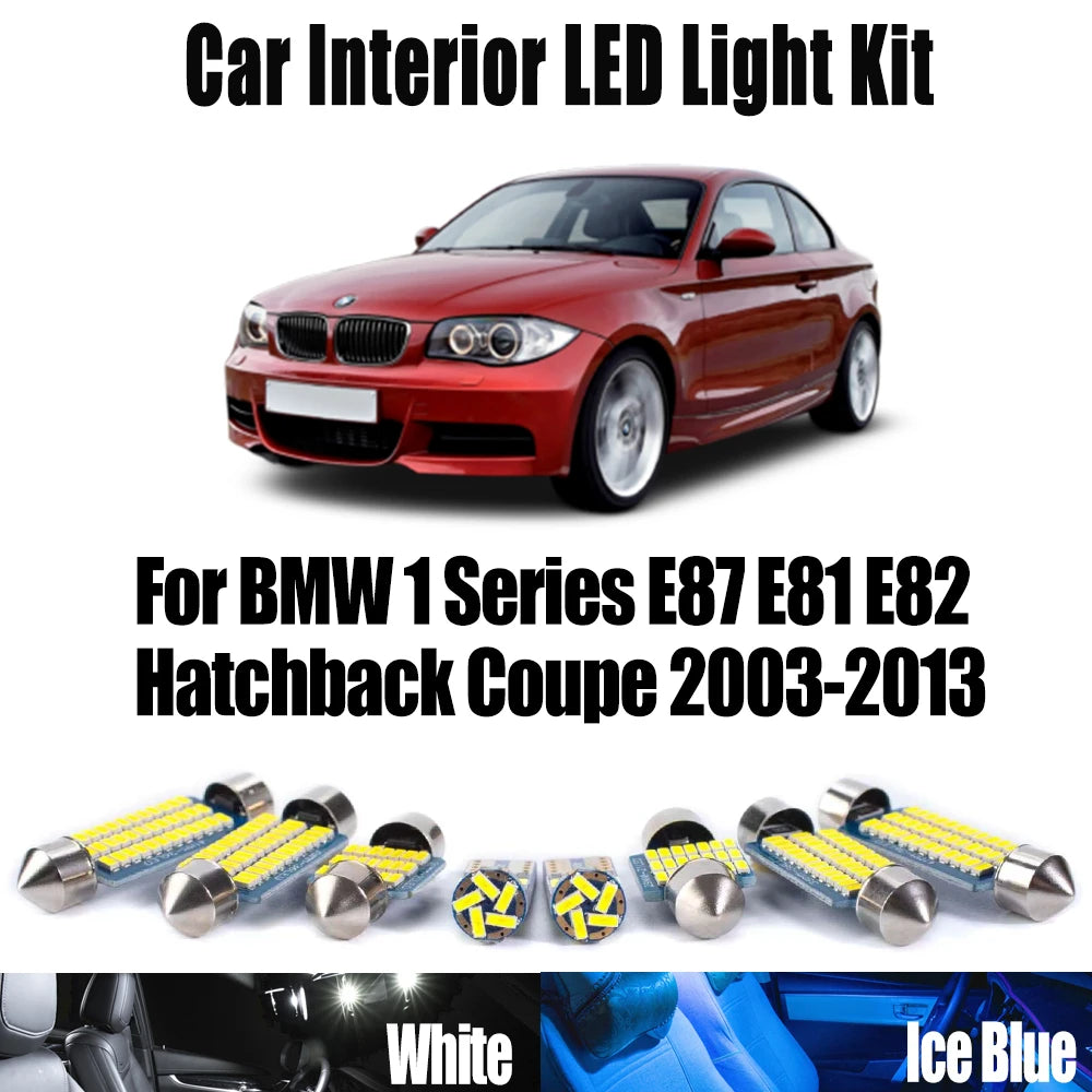 13-Piece LED Interior Light Kit for BMW 1 Series E87 E81 E82 Hatchback Coupe 2003-2013 - Canbus Dome Map Door Trunk B...
