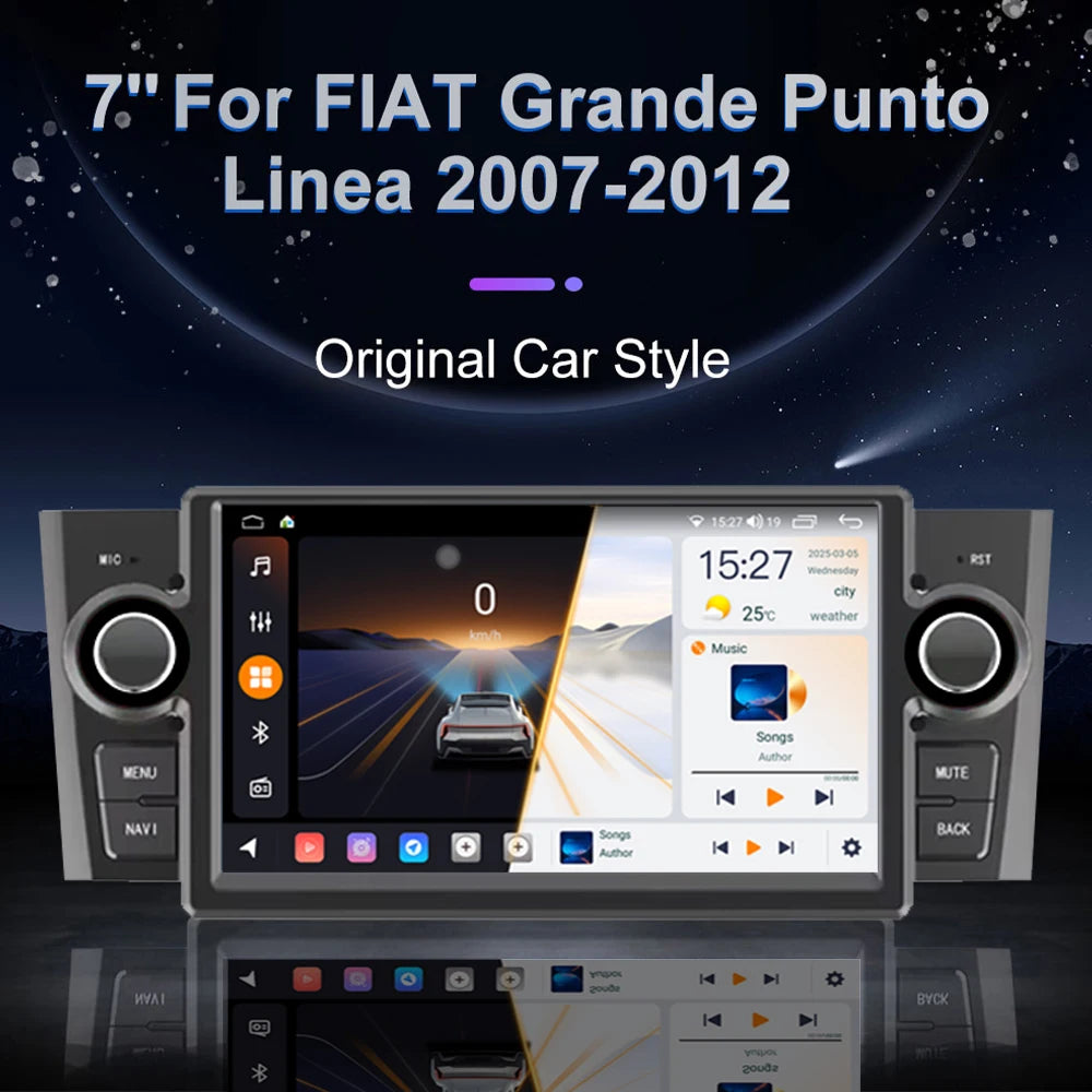 Android Auto Wireless Carplay For Fiat Linea Grande Punto Radio 2007 - 2012 GPS Navigation