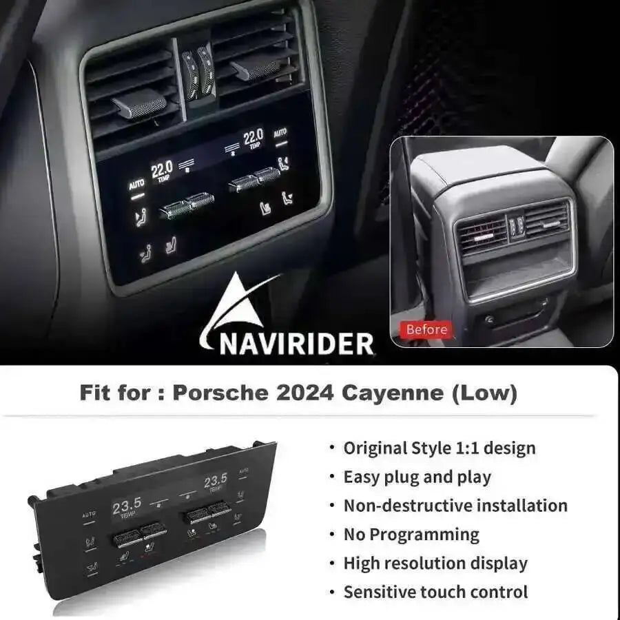 For Porsche Cayenne2024 2025 Car Rear Seat Screen Air Conditioner Control Panel Android Ca