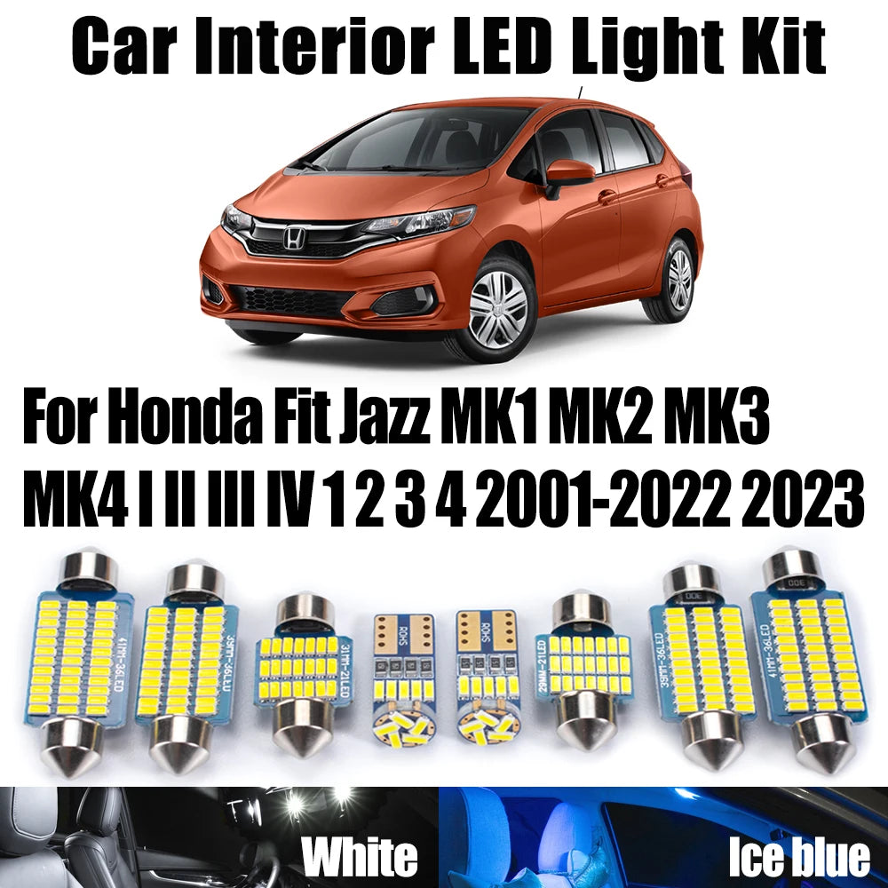LED Interior Light Kit for Honda Fit Jazz MK1 MK2 MK3 MK4 I II III IV 1 2 3 4 2001- 2022 - Canbus Dome Map Door Trunk...